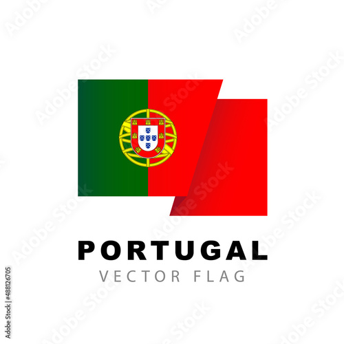 Colorful Portuguese flag logo.Colorful Portuguese flag logo. Flag of Portugal. Vector illustration isolated on white background.