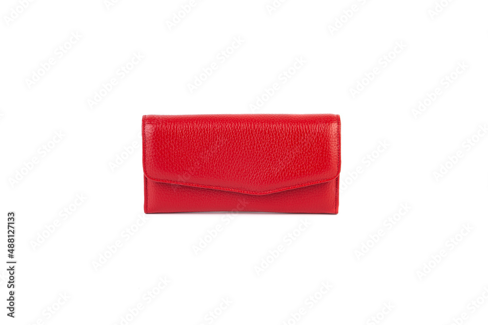 Obraz premium Handmade Genuine Ladies and women Leather wallet, credit card holder, white background