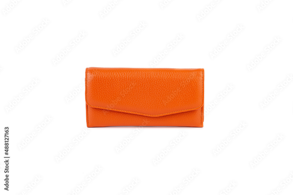 Obraz premium Handmade Genuine Ladies and women Leather wallet, credit card holder, white background