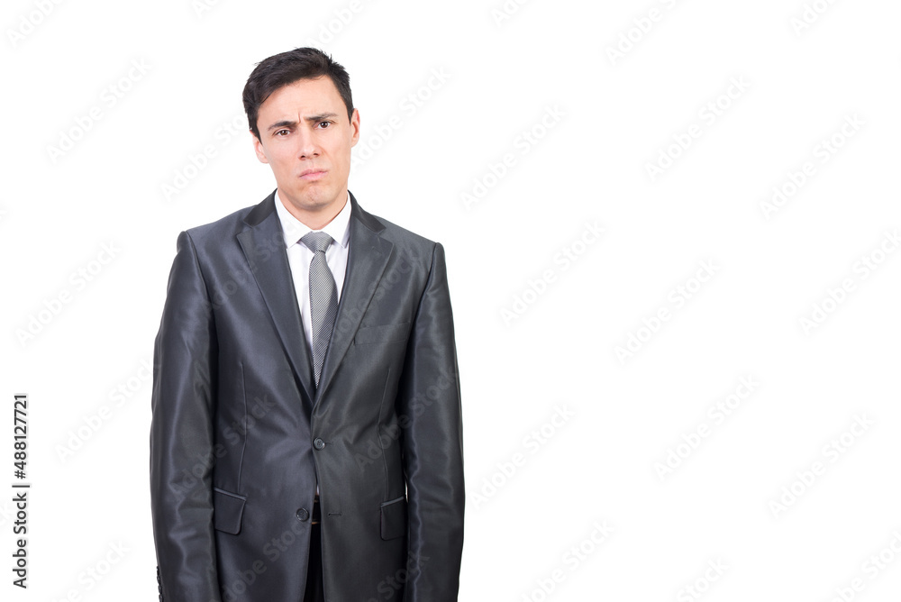 Sad man in elegant suit looking at camera Sad man in elegant suit looking at camera