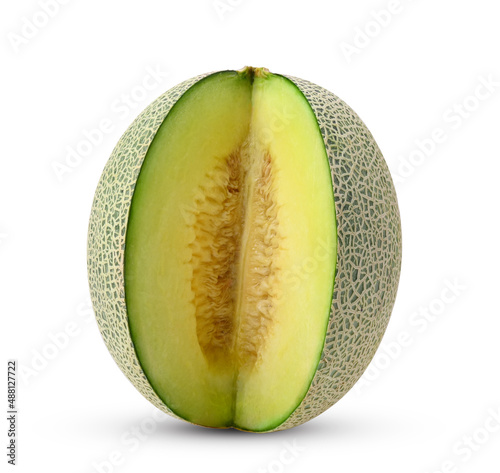 Sliced cantaloupe melon on white background