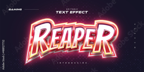 Red E-sport Text Style with Glowing Neon Effect. Editable Text Effect in E-sport Style