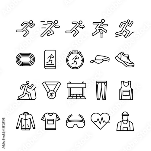 Running outline icon set	