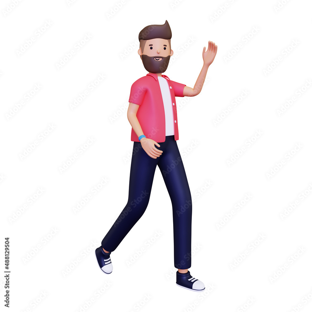 Man walking and saying hello. isolated on a white background. 3d illustration