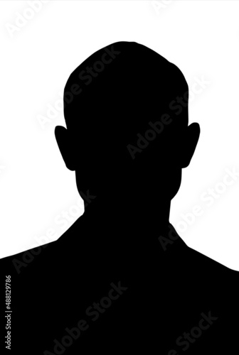 Man silhouette portrait. Vector illustration of realistic unknown male silhouette profile. Unknown male person symbol. Avatar picture.