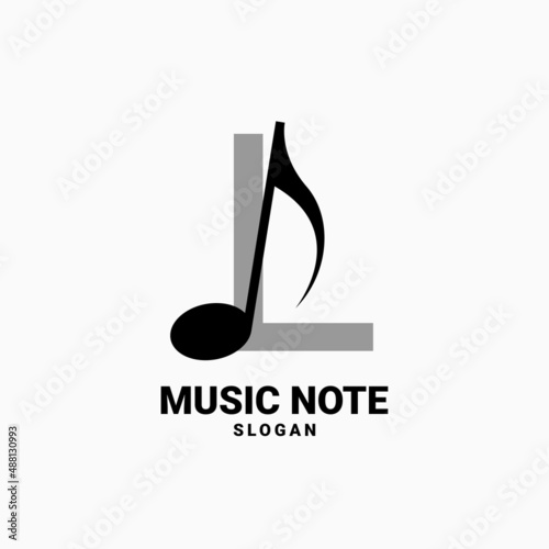 letter L with music note vector logo design