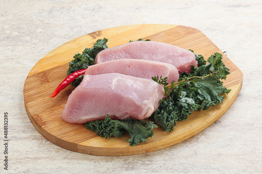 Raw turkey steak for grill