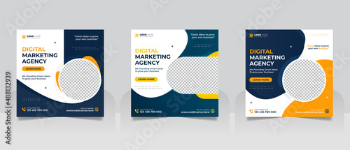 Digital marketing agency and corporate social media post square web banner template