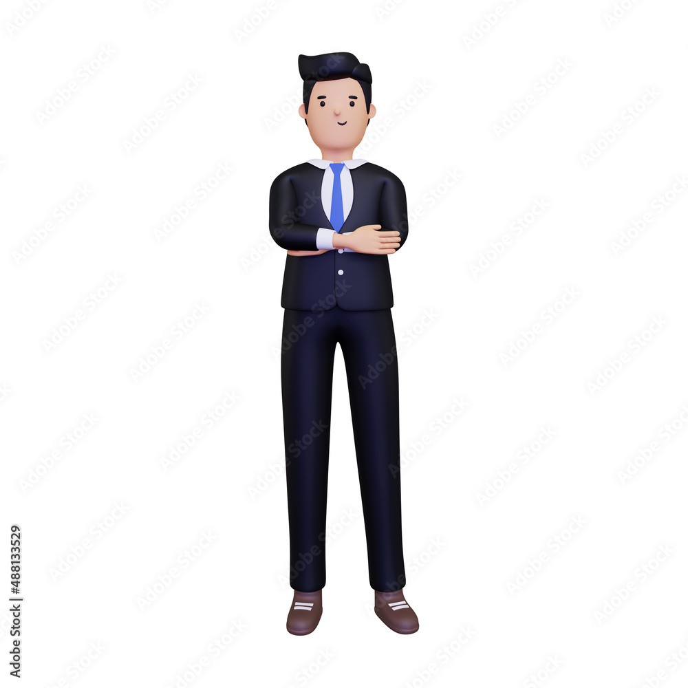 Businessman standing with folded hands. isolated on a white background. 3d illustration Businessman standing with folded hands. isolated on a white background. 3d illustration