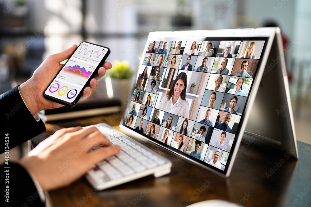 Watching Video Conference Business Webinar