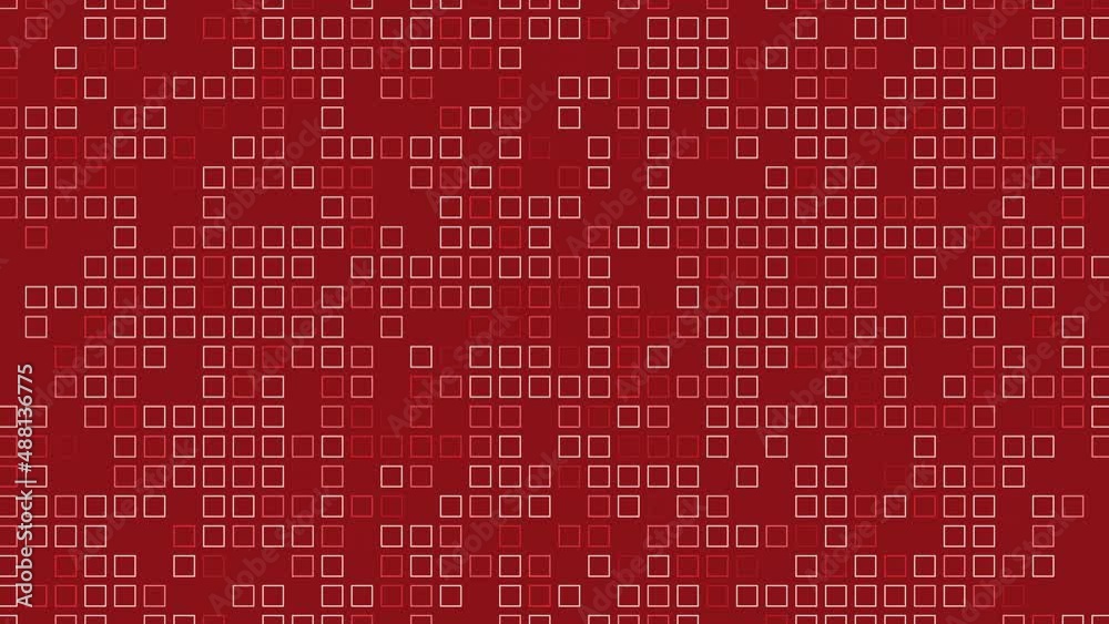 Abstract red background with moving and glowing square mosaic particles. Seamless loopable animation. Abstract red background with moving and glowing square mosaic particles. Seamless loopable animation.