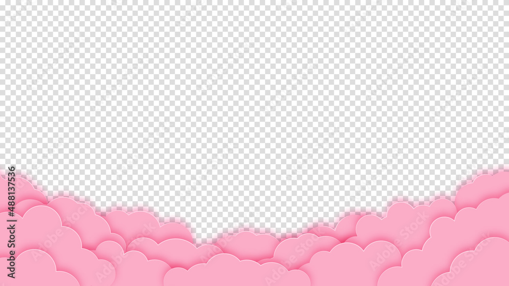 Greeting card. Love concept. Pink clouds or nubes on a transparent background. Vector illustration. Happy Valentine s Day and Woman s Day concept Greeting card. Love concept. Pink clouds or nubes on a transparent background. Vector illustration. Happy Valentine s Day and Woman s Day concept