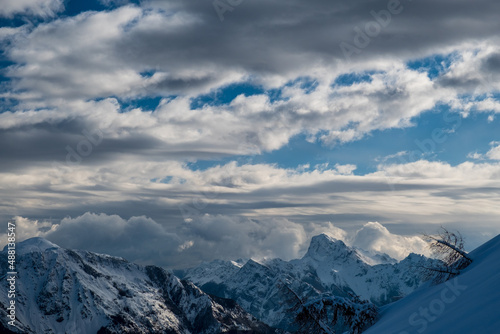 Ski mountaineering in the Mount Zoncolan ski area, Carnic Alps, Friuli-Venezia Giulia, Italy © zakaz86