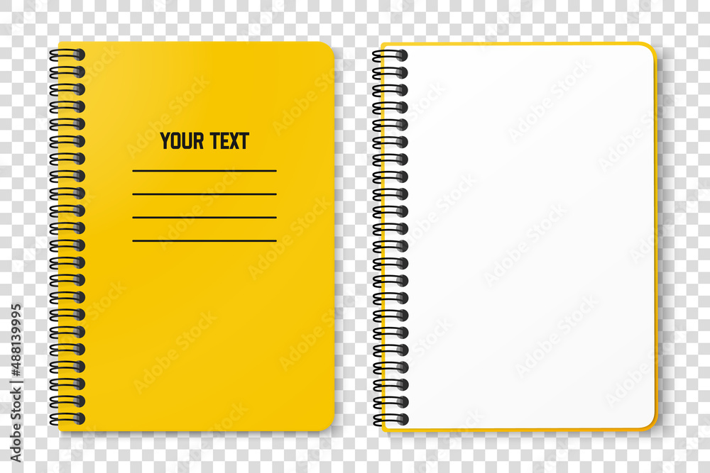 Horizontal spiral spring yellow notepad with space for your image or