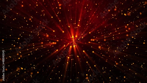 Magic Gold Particles And Star. Looped Background