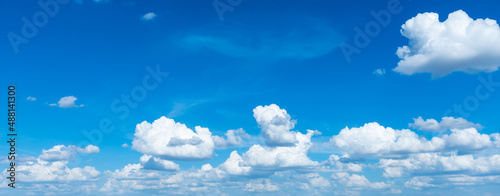 blue sky with clouds.panoramic blue sky background with small clouds. photo