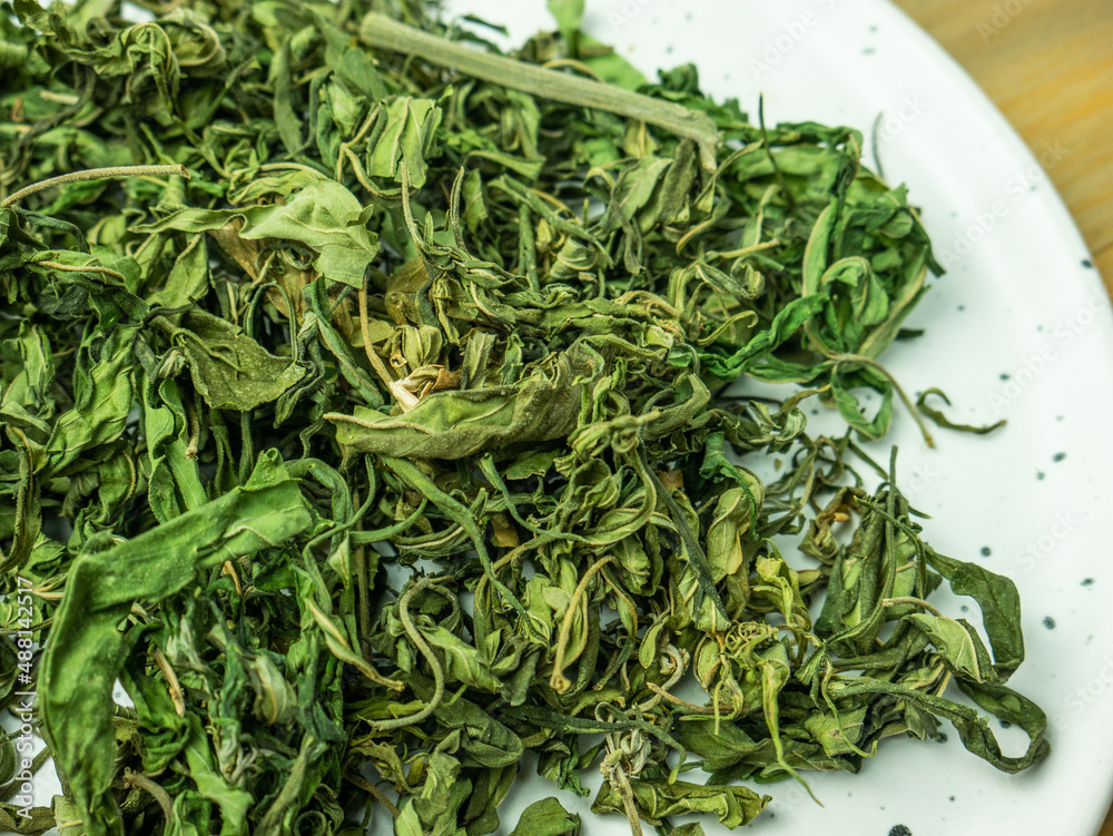 The cannabis dry leaf for medical or food concept The cannabis dry leaf for medical or food concept