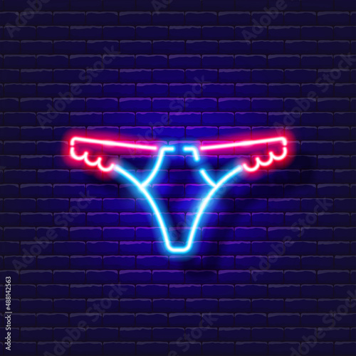 Sexy lingerie neon icon. Sex shop concept. underwear for adults. Gadgets for love. Vector sign for design, website, signboard, banner, advertisement.