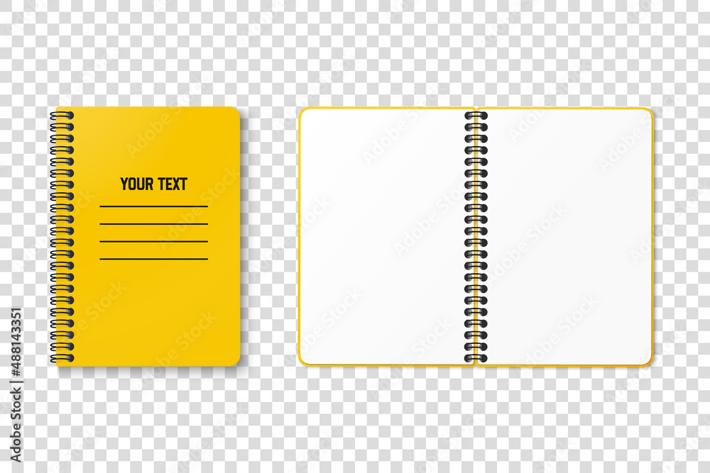 Horizontal spiral spring yellow notepad with space for your image or ...
