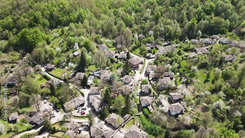 Aerial Spring view of village of Bozhentsi, Gabrovo region, Bulgaria photo