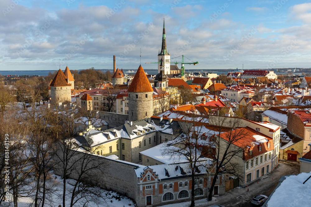 Tallin Old Town. Medieval Gothic Architecture. Tallin the capital of Estonia. Baltic states. Europe.