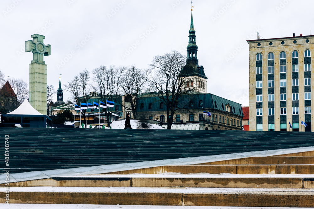 Obraz premium Tallin Old Town. Medieval Gothic Architecture. Tallin the capital of Estonia. Baltic states. Europe.