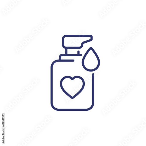 lubricant icon, sex lube or intimate gel line vector