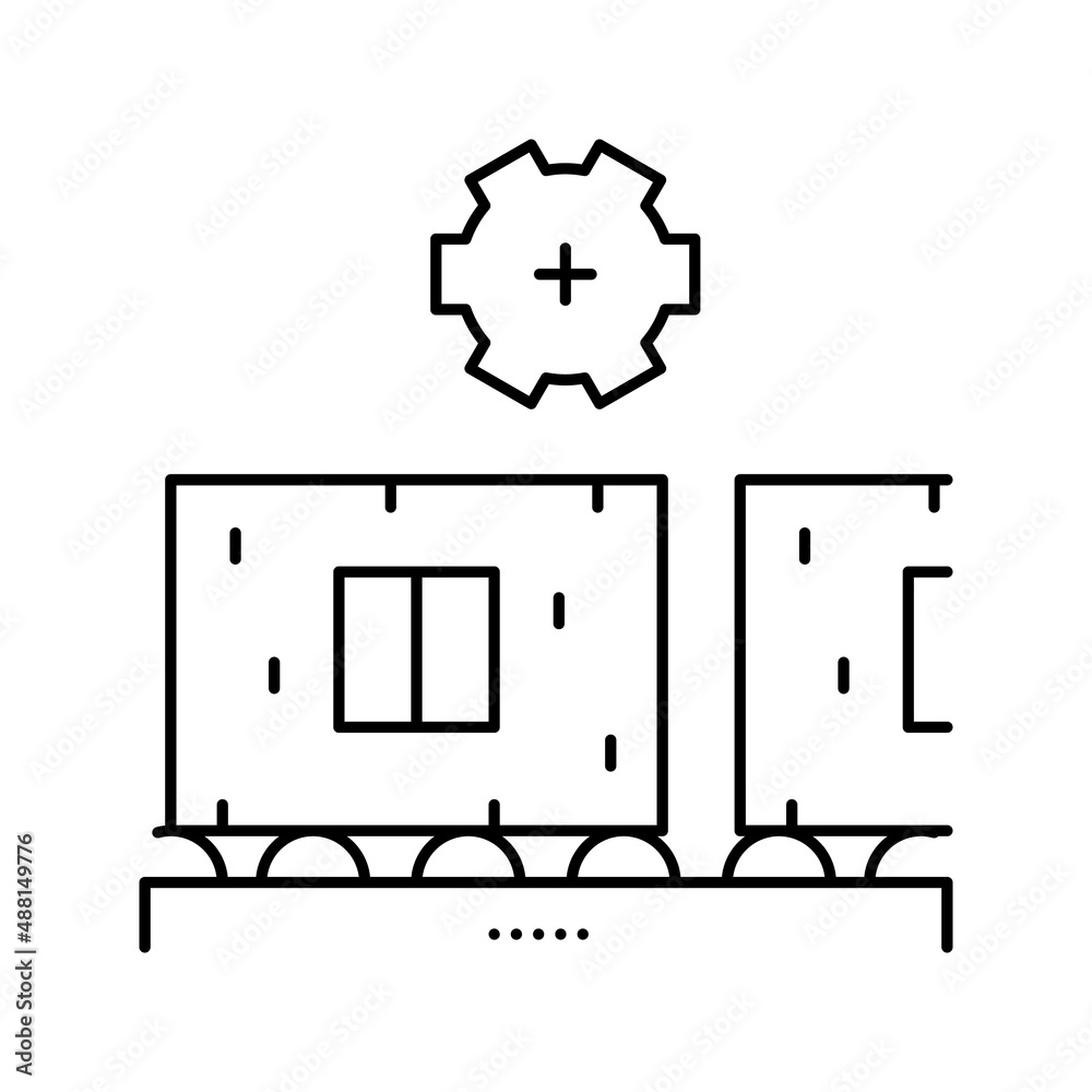 house wall production line icon vector illustration