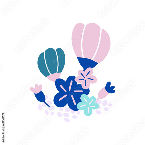 Flowers bouquet composition on white background. Vector clipart. 