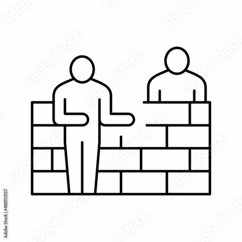 builders building wall line icon vector illustration