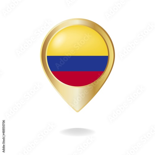 Free Download Colombian flag on gold pointer map, vector illustration eps.10 - GFXLoad