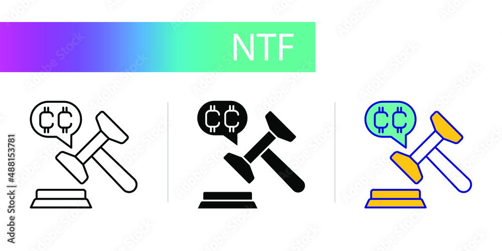 Obraz premium Auction. Three icons for web design