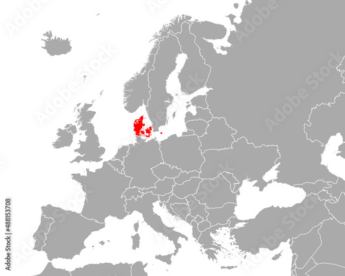 Karte von Dänemark in Europa