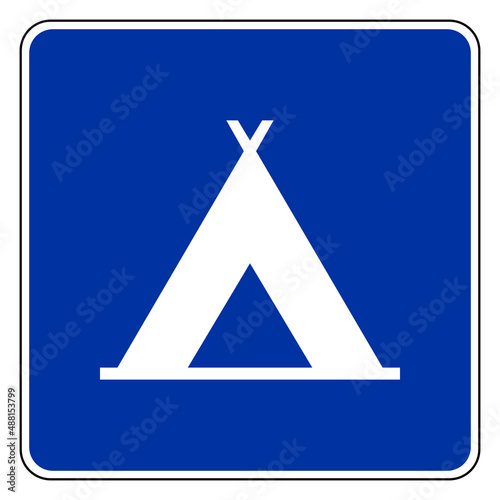 Zelt und Schild