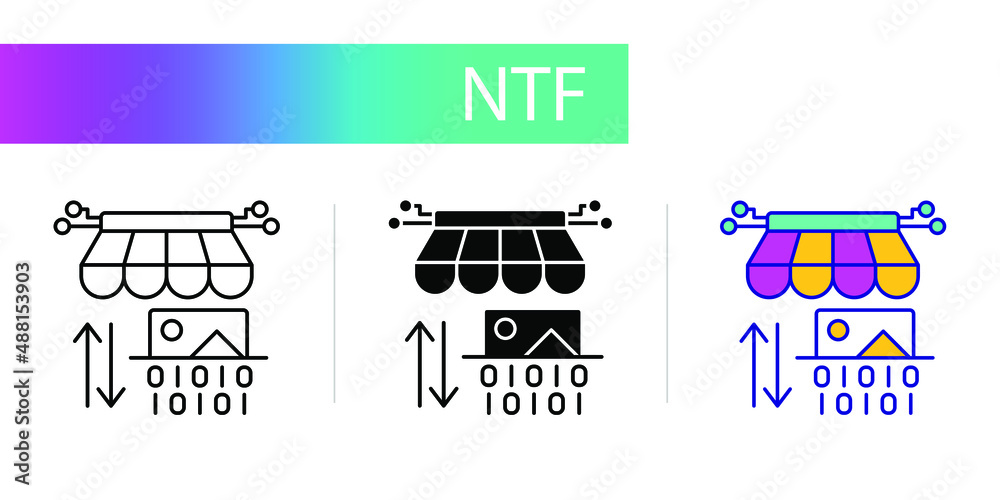 Nft marketplace, purchase sale. Three icons for web design Nft marketplace, purchase sale. Three icons for web design
