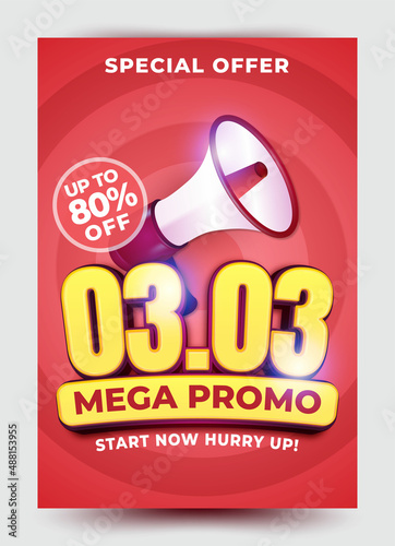 Mega promo at 03.03 sale poster template suitable for promotion