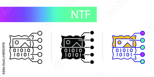 Information, parameters NFT. Three icons for web design