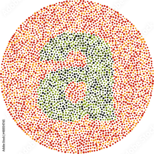 Lowercase letter a red and green color blindness test card