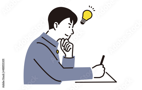 勉強をする中学生の男の子