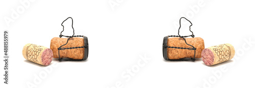 Wine bottle stoppers on white background close-up. Drinks, wallpaper, background, texture, cork tree
