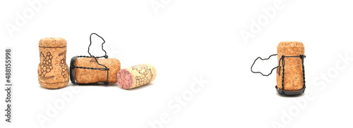 Wine bottle stoppers on white background close-up. Drinks, wallpaper, background, texture, cork tree
