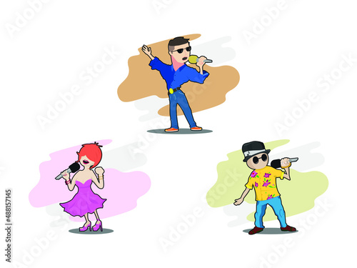 Set of Vocals - vocal microphone - mascot - female girl vocal - male man singer