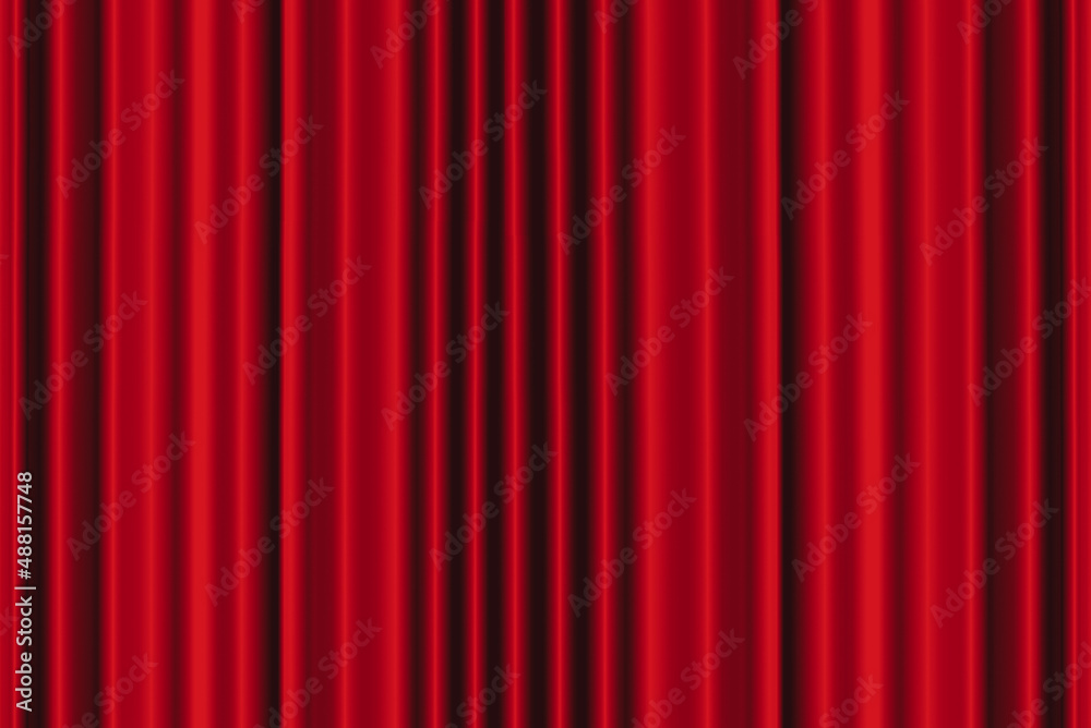 Theatrical red dramatic curtains, theatrical classical drapery. Circus and cinema, illustration