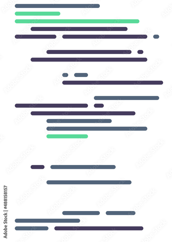 Code on screen vector illustration, flat cartoon coding lines simulation Code on screen vector illustration, flat cartoon coding lines simulation