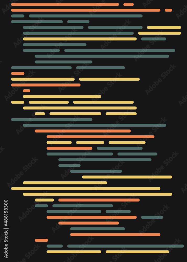 Code on screen vector illustration, flat cartoon coding lines simulation