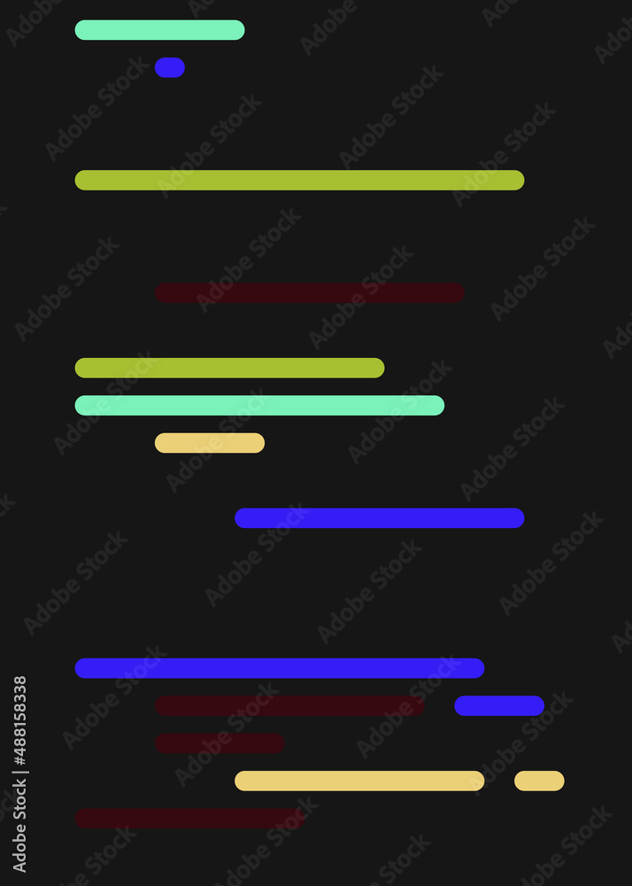 Code on screen vector illustration, flat cartoon coding lines simulation Code on screen vector illustration, flat cartoon coding lines simulation