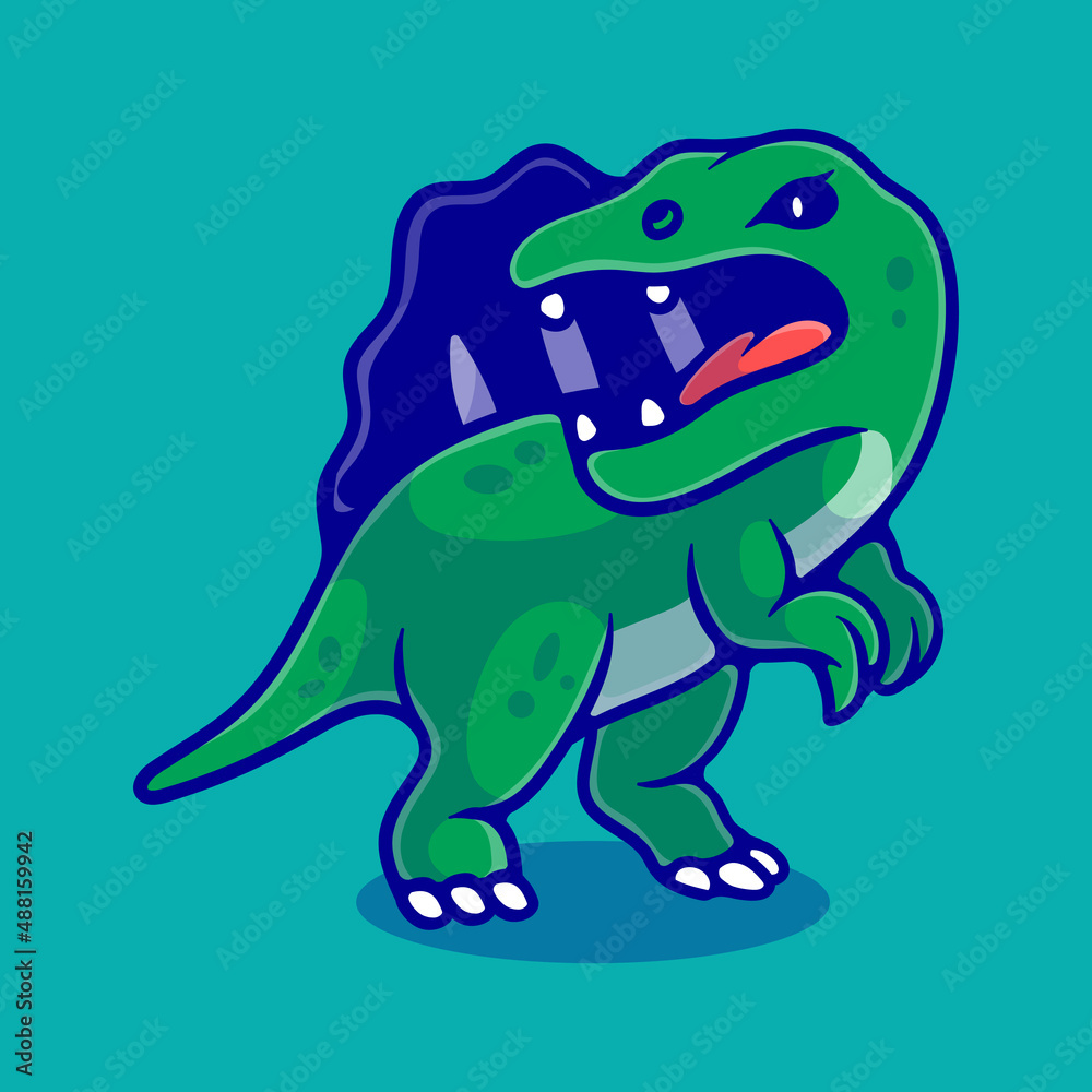 Fototapeta premium cute spinosaurus dinosaur illustration suitable for mascot sticker and t-shirt design