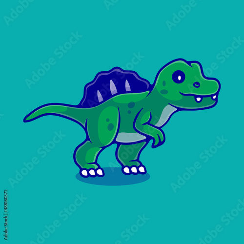 cute spinosaurus dinosaur illustration suitable for mascot sticker and t-shirt design