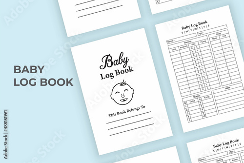 Baby log book KDP interior. Baby caretaker planner journal for mother. Daily child activity tracker notebook KDP interior. KDP interior journal. Infant activity tracker logbook for mothers.