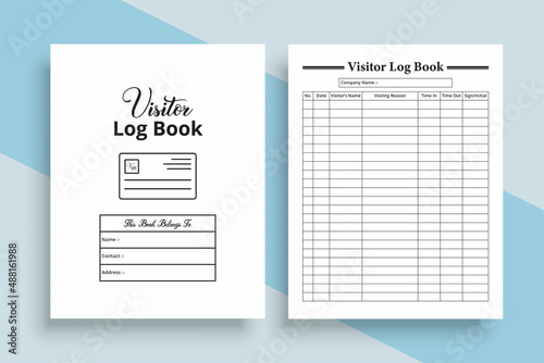 Visitor notebook KDP interior. Visitor timing tracker log book template. KDP interior journal. Business essential visitor incoming and outgoing tracker notebook KDP interior.